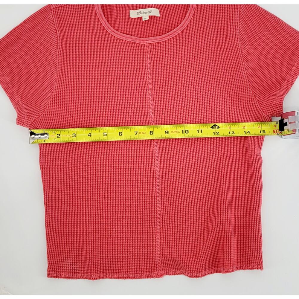 Madewell Waffle Knit Crewneck Short-Sleeve Crop Tee Size Medium Retail $45 - Picture 3 of 4